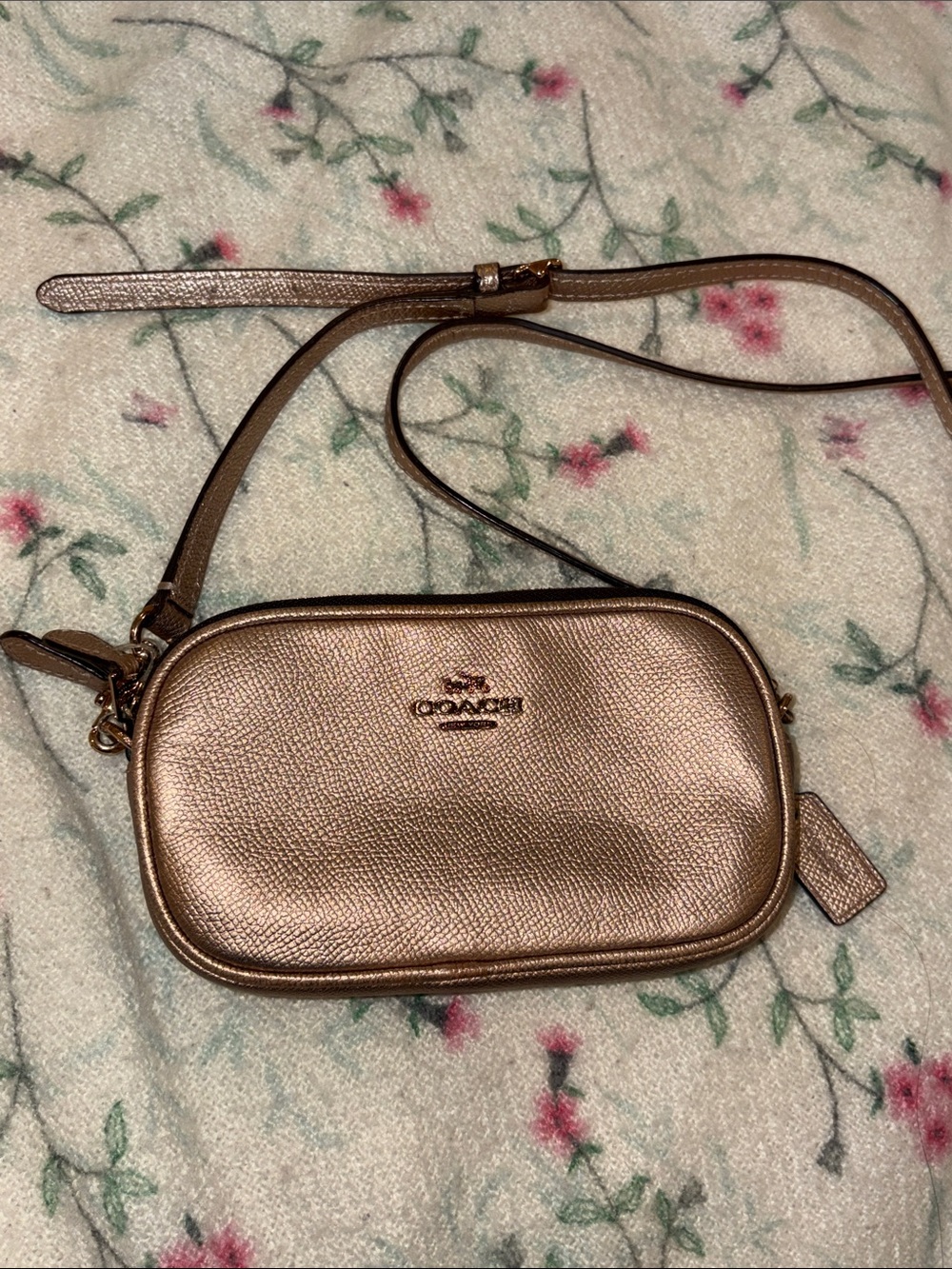 Coach Mini Rose Gold Metallic Crossbody Bag
